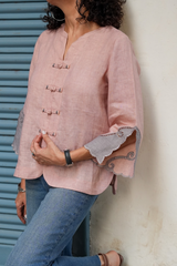 Dusty Pink Linen Pankou Top