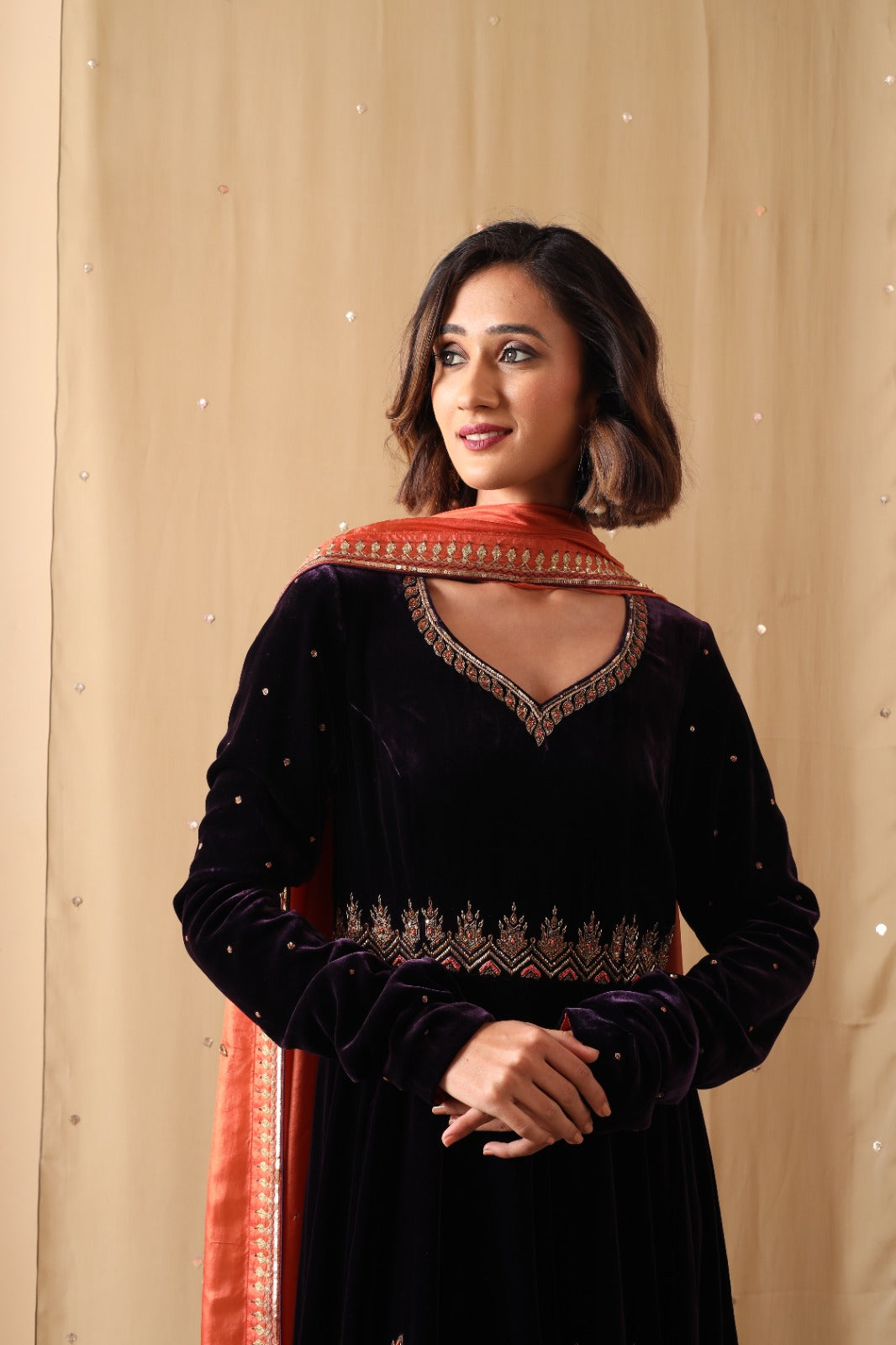purple Eid festival Chinon Muslim Style Short Anarkali Kurti Dress For  Punjabi Woman 8462 - Walmart.com