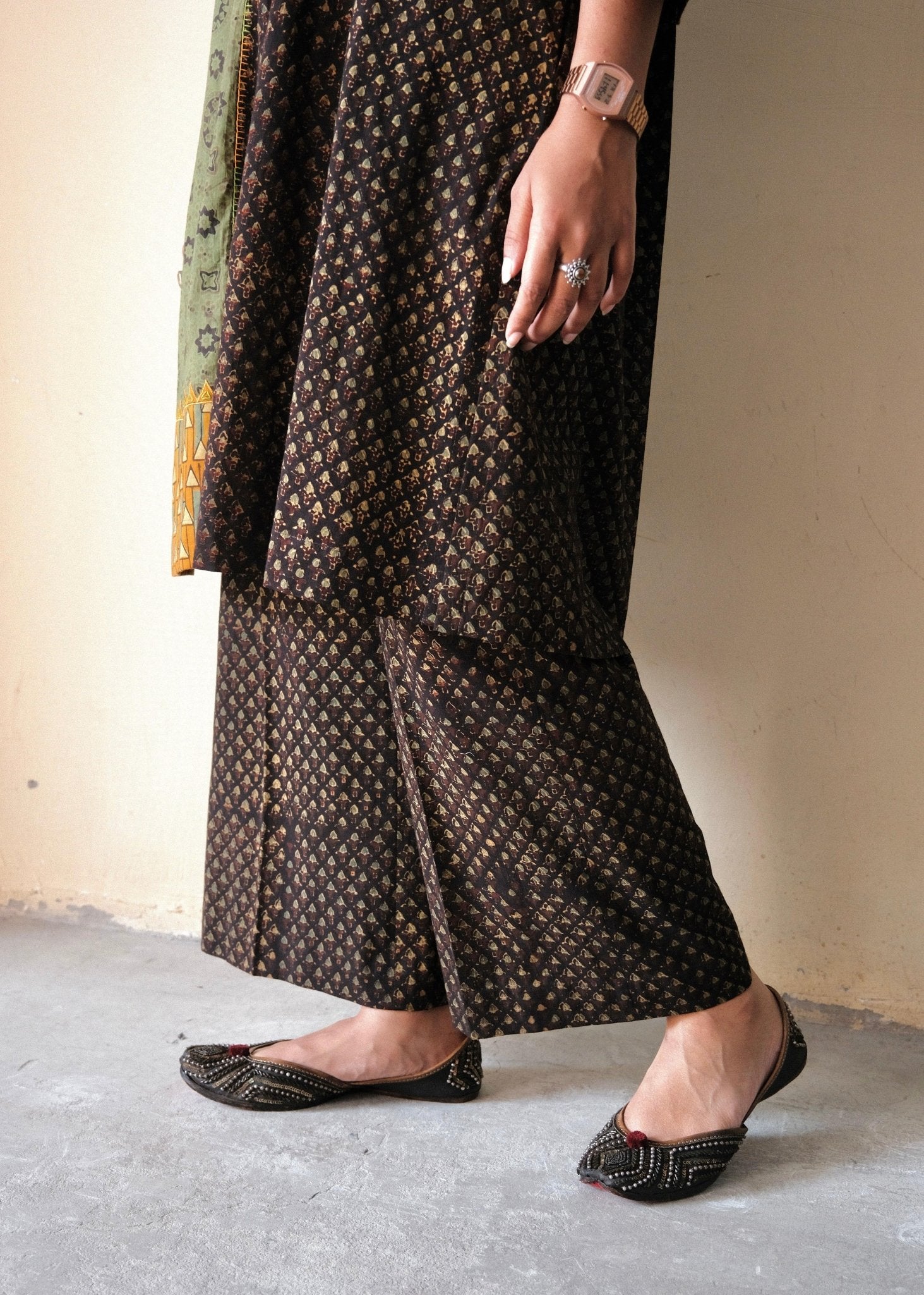 Black ajrakh multi print co ord set - Sohni