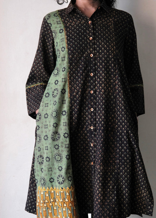 Black ajrakh multi print co ord set - Sohni
