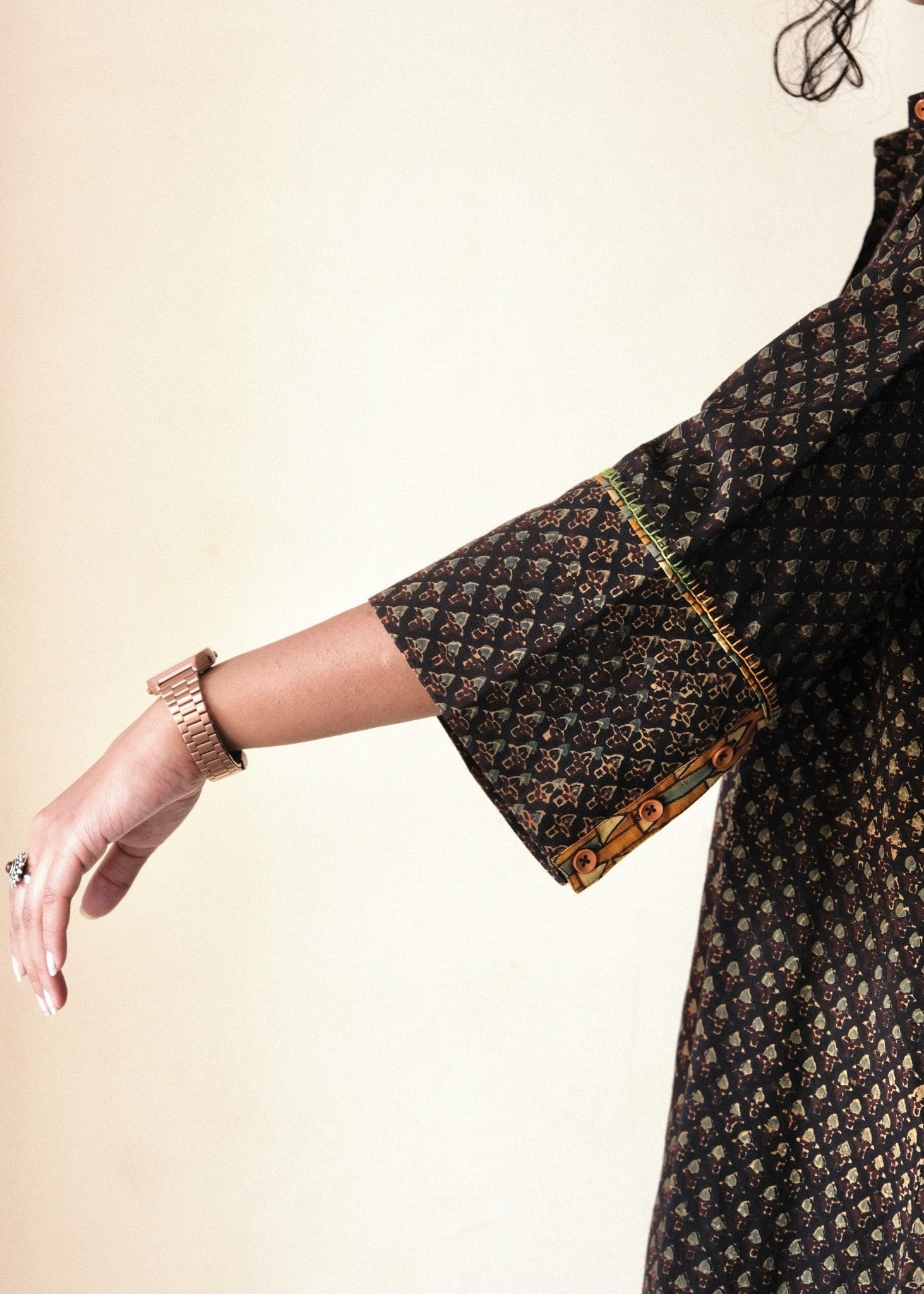 Black ajrakh multi print co ord set - Sohni