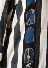 Black cream ajrakh striped print anti fit co ord set with window detail - Sohni