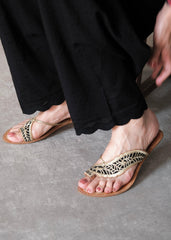 Black dobby cotton salwar with double scallops embroidery - Sohni