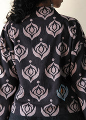 Black grey ajrakh crossover kimono top - Sohni