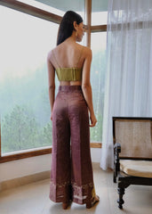 Burgundy striped chanderi outfit options - Sohni