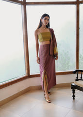 Burgundy striped chanderi outfit options - Sohni