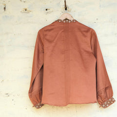 Burnt orange cotton satin pleated top - Sohni