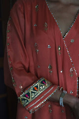 Carrot orange gota patti angrakha with garara and organza dupatta - Sohni