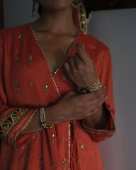 Carrot orange gota patti angrakha with garara and organza dupatta - Sohni