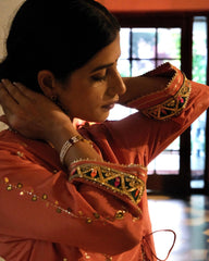 Carrot orange gota patti angrakha with garara and organza dupatta - Sohni