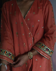 Carrot orange gota patti angrakha with garara and organza dupatta - Sohni