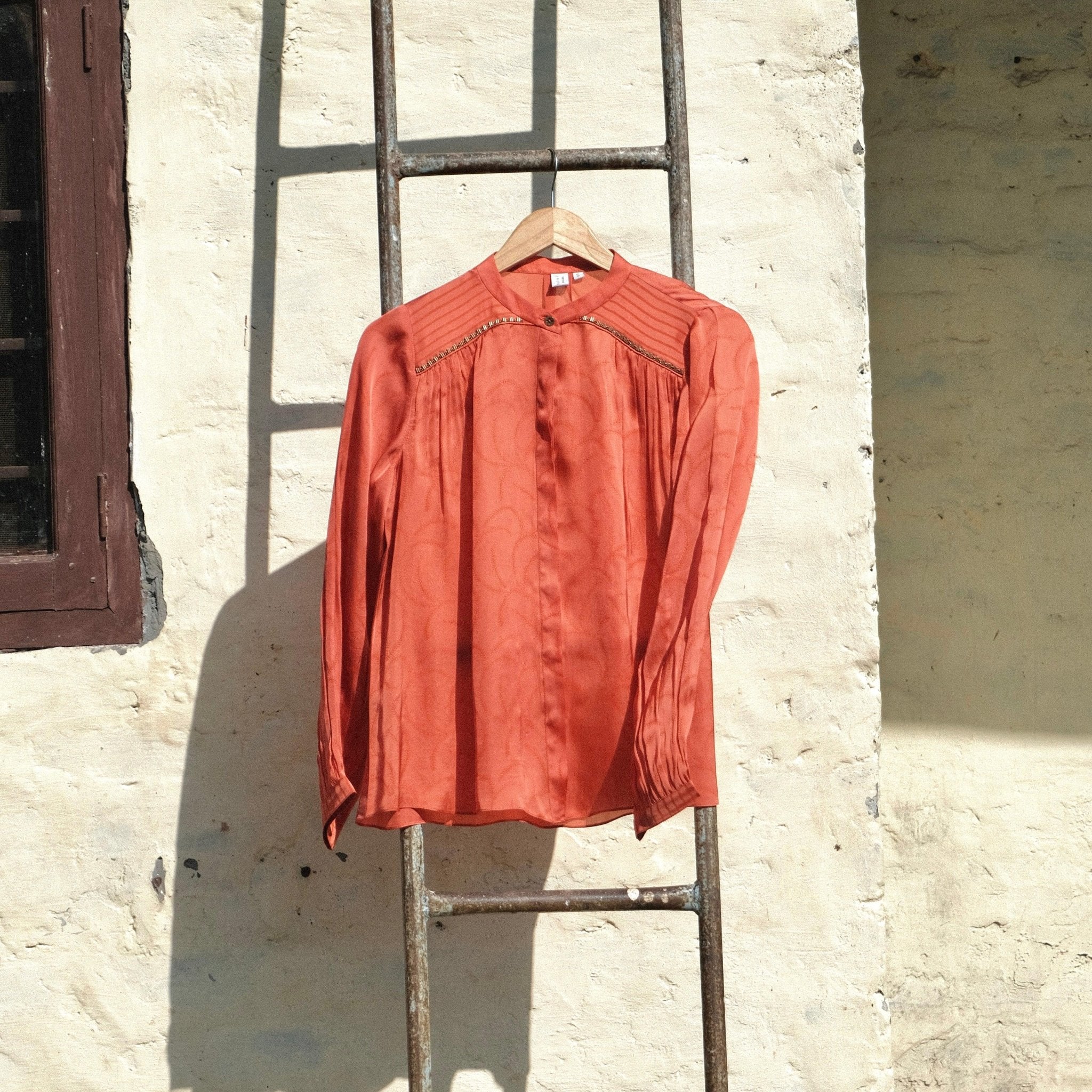 Coral satin organza top - Sohni