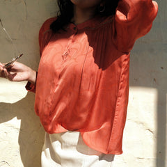 Coral satin organza top - Sohni