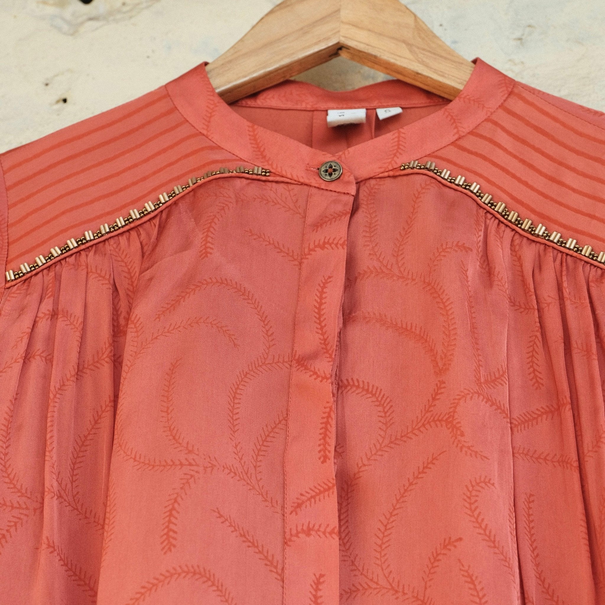 Coral satin organza top - Sohni