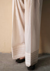 Cream (greige) cotton farshi salwar with lace detail - Sohni