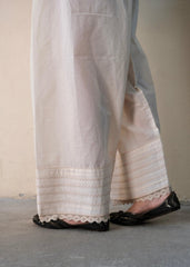 Cream (greige) cotton farshi salwar with lace detail - Sohni