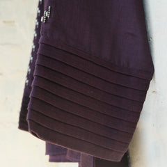Eggplant cotton satin Johnny collar shirt - Sohni