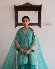 Firoza blue gota patti angrakha with garara and organza dupatta - Sohni