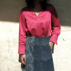 Hot pink cotton satin wrap top - Sohni