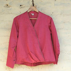 Hot pink cotton satin wrap top - Sohni