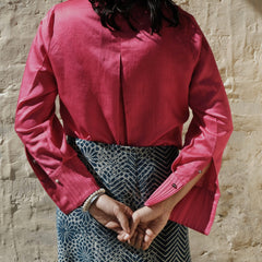 Hot pink cotton satin wrap top - Sohni