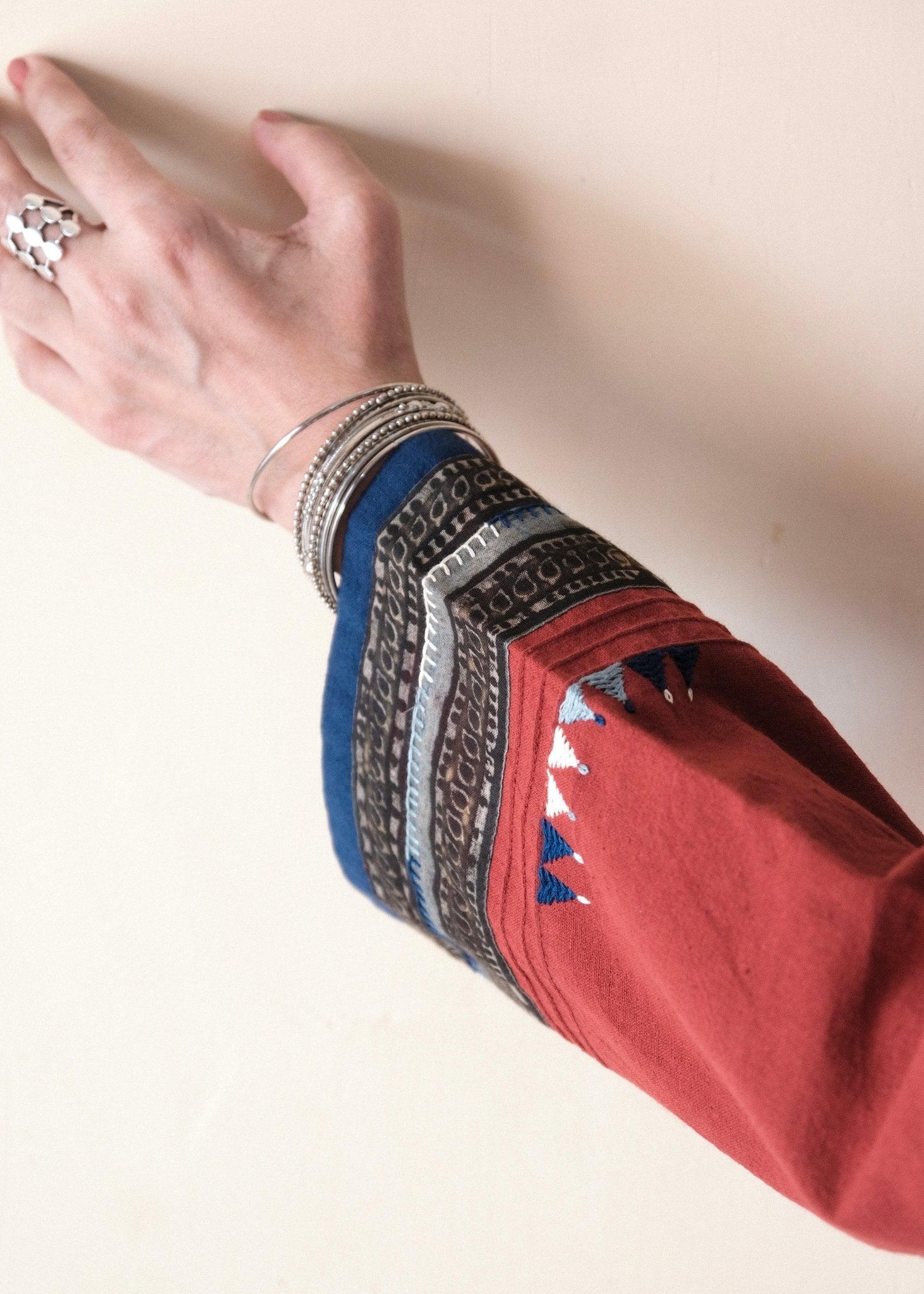 Madder red Bhuj cotton co ord set - Sohni