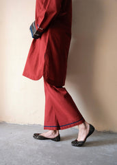 Madder red Bhuj cotton co ord set - Sohni