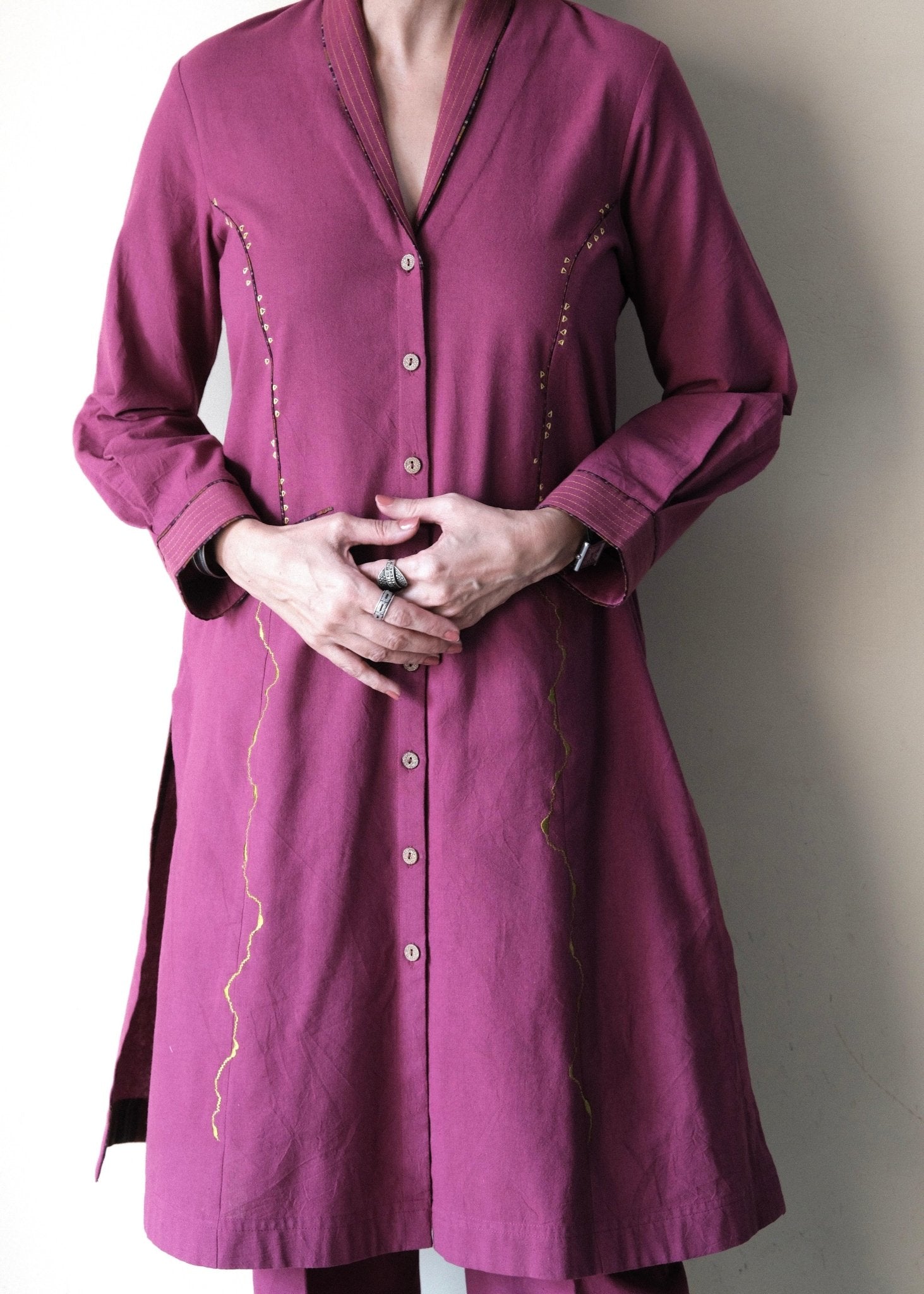 Magenta pink Bhuj cotton co ord set - Sohni