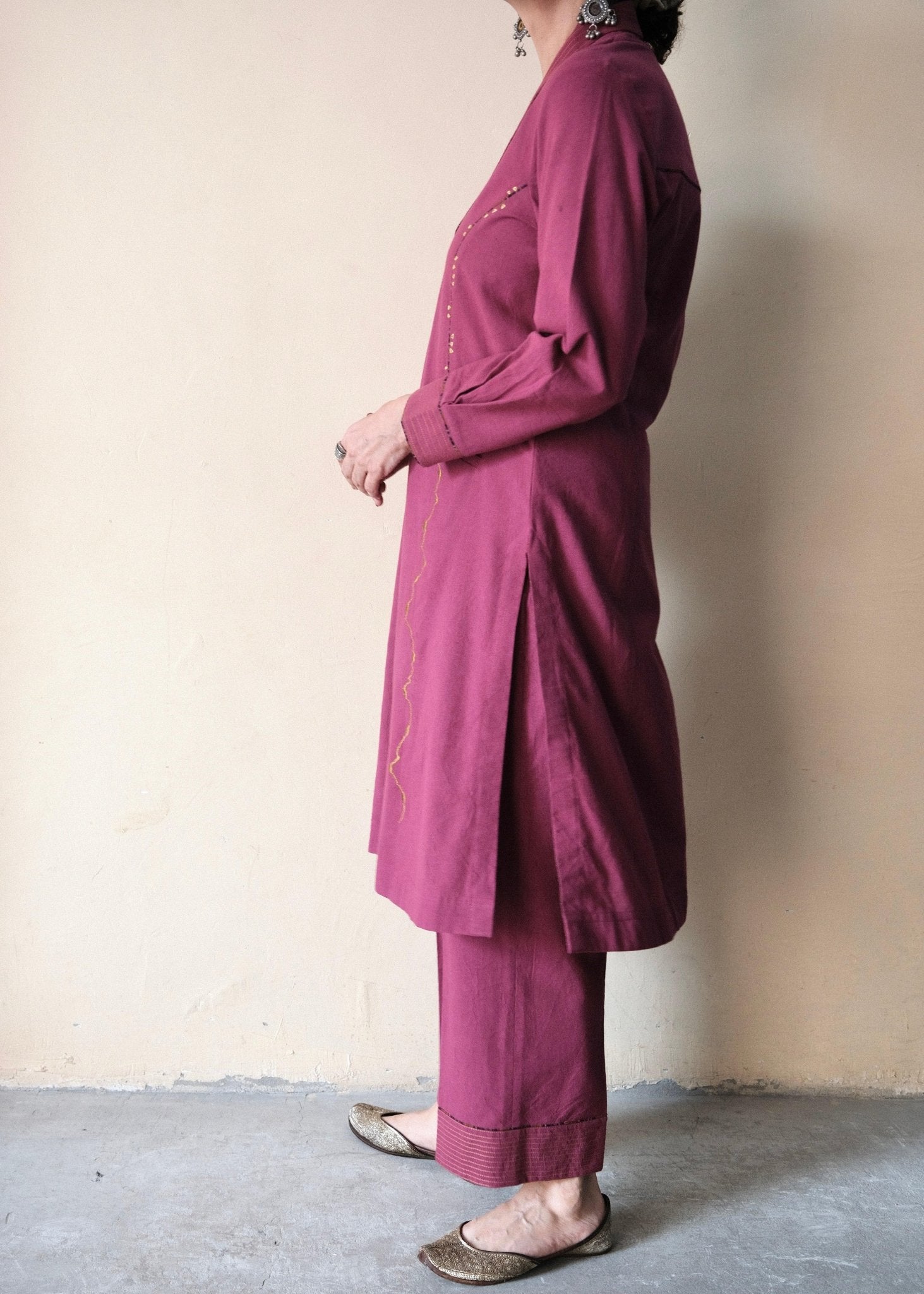 Magenta pink Bhuj cotton co ord set - Sohni