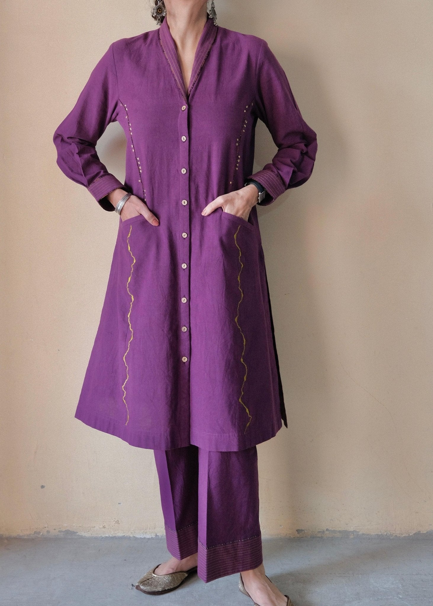 Purple Bhuj cotton co ord set - Sohni