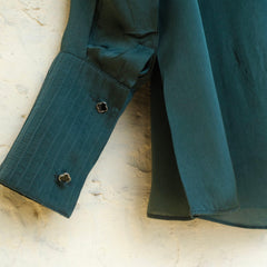 Teal green satin organza shirt - Sohni