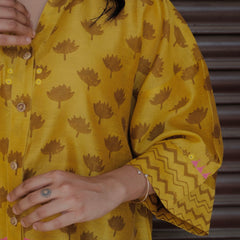 Yellow Akola Daabu print Maheshwari anti fit top - Sohni