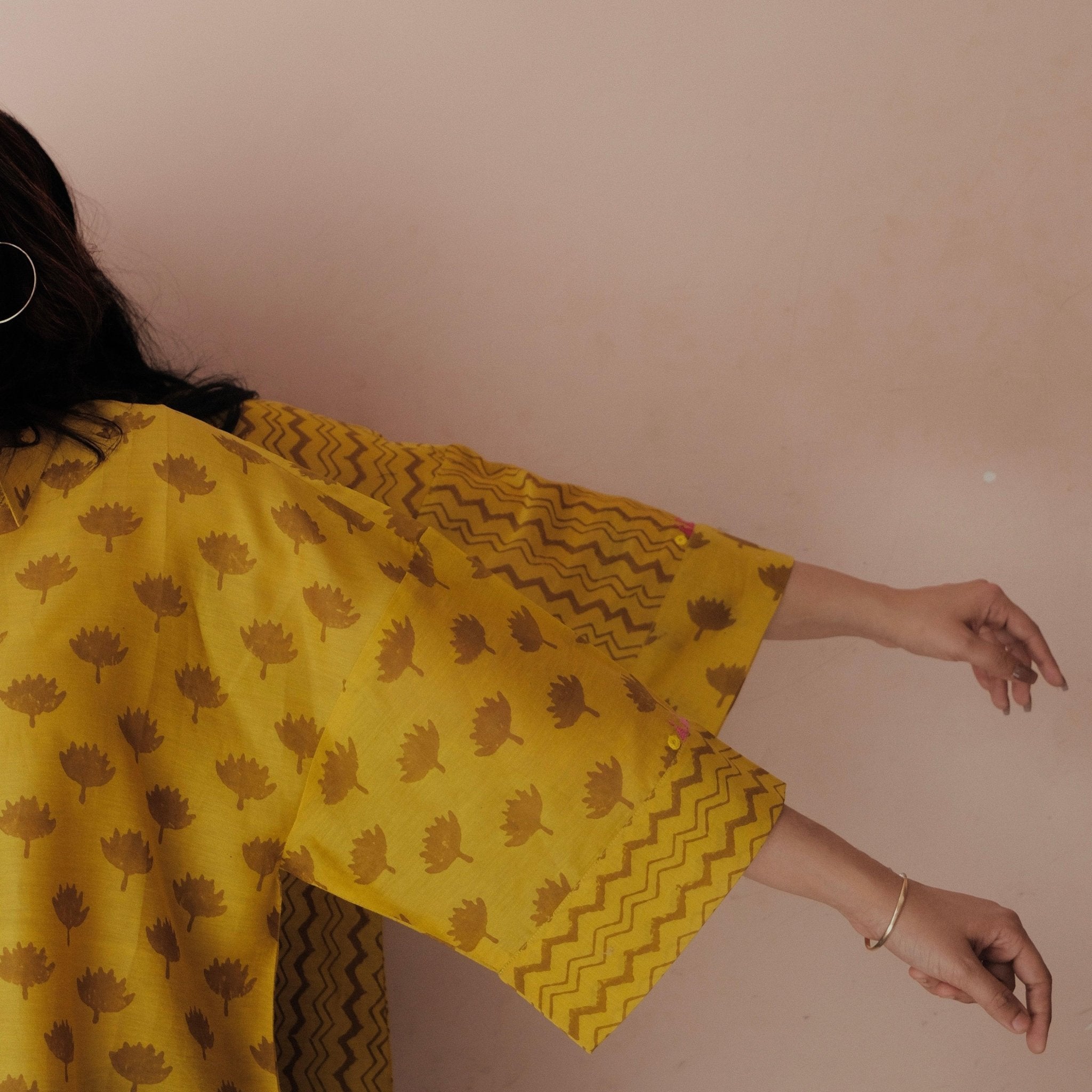 Yellow Akola Daabu print Maheshwari anti fit top - Sohni