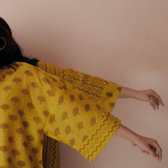 Yellow Akola Daabu print Maheshwari anti fit top - Sohni
