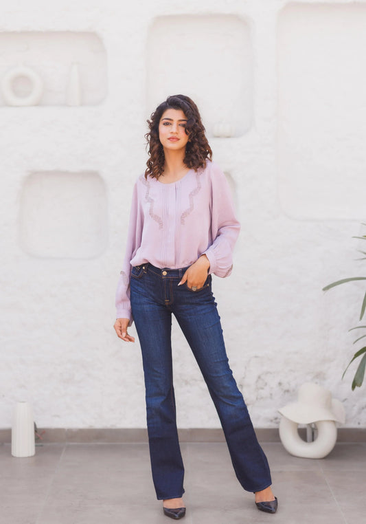 Double georgette with katdana waves embroidery - Sohni