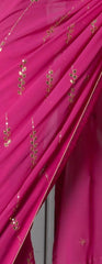 Indian pink gota embroidered georgette saree and blouse - Sohni