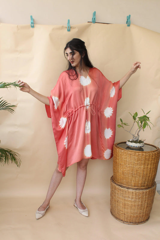 Coral tie dye kaftan dress - Sohni