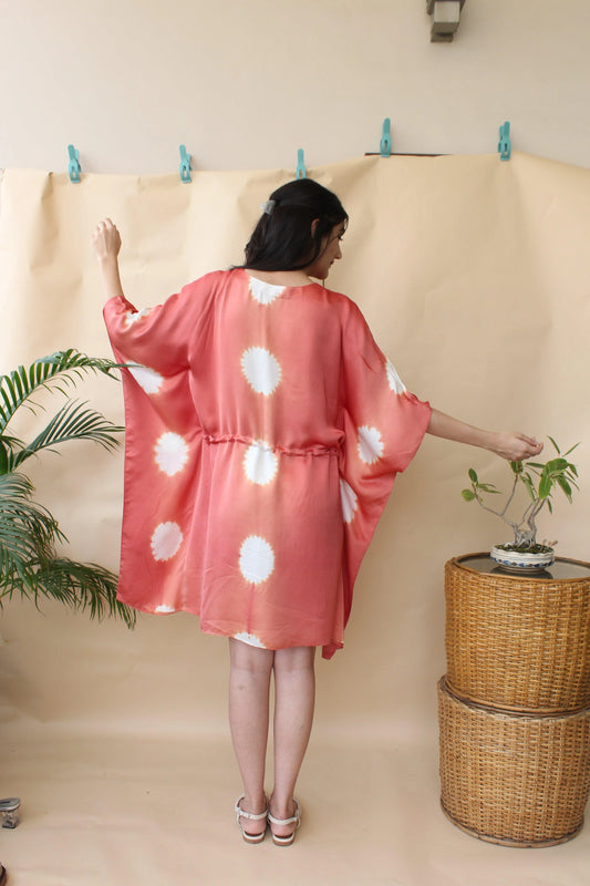 Coral tie dye kaftan dress - Sohni