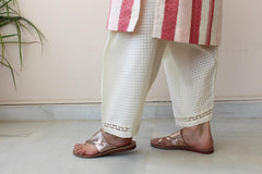 Cream dobby check cotton straight salwar - Sohni