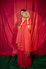 Amaranth pink garara set with organza mughal jaal dupatta - Sohni
