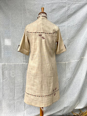 Beige cotton slub shift dress - Sohni