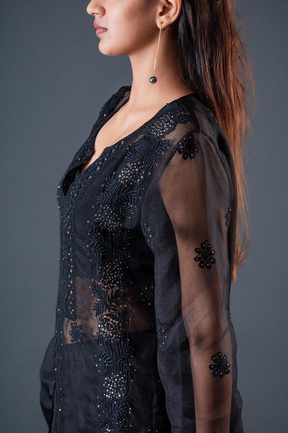 Black Organza Chikankari Suit Set SM Black Organza Chikankari Suit Set SM