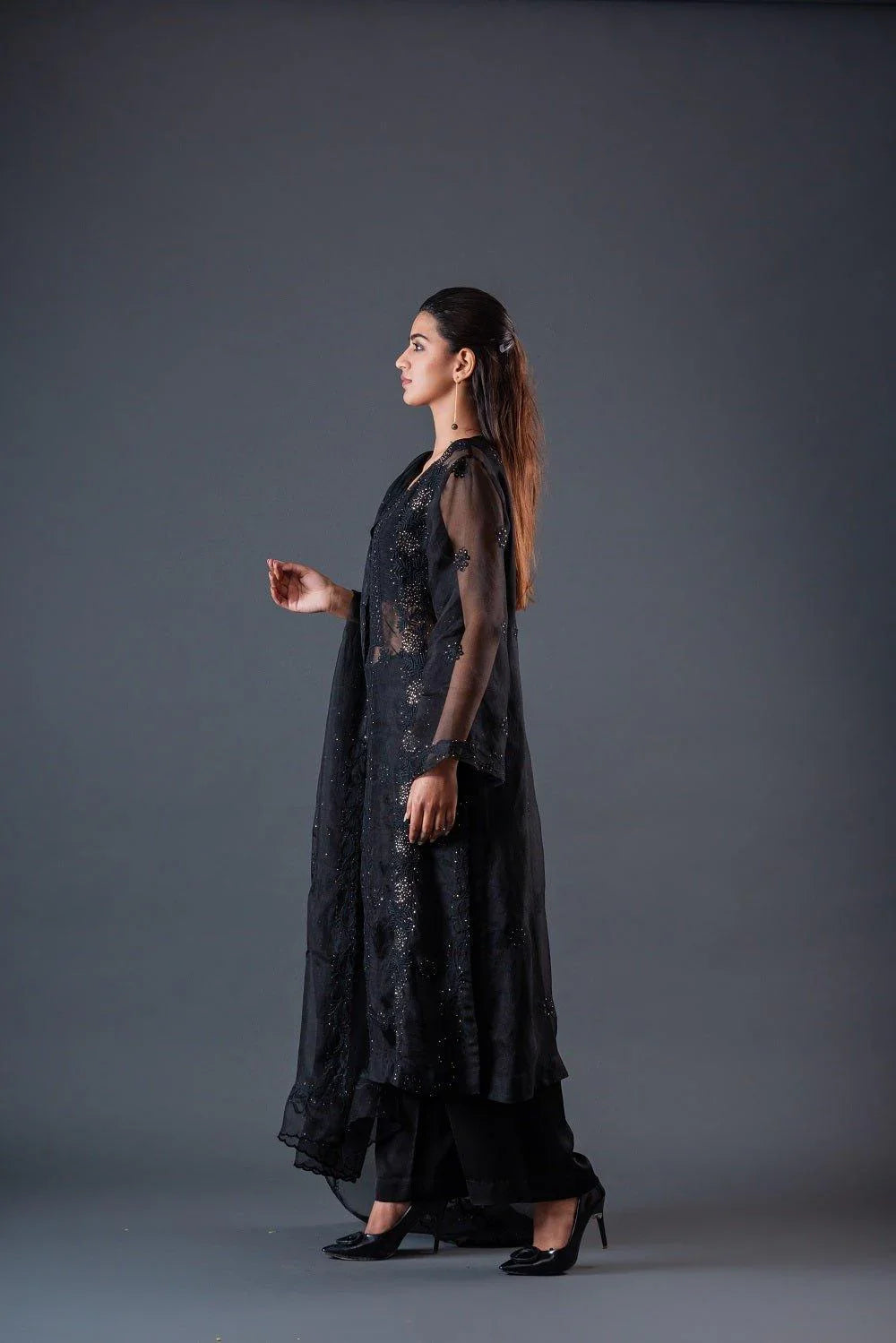 Black Organza Chikankari Suit Set SM Black Organza Chikankari Suit Set SM