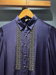 Geometric pure crepe hand embroidered shirt - Sohni