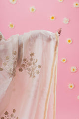 Ivory pink brown stripes cotton kurta with mirrors detail - Sohni
