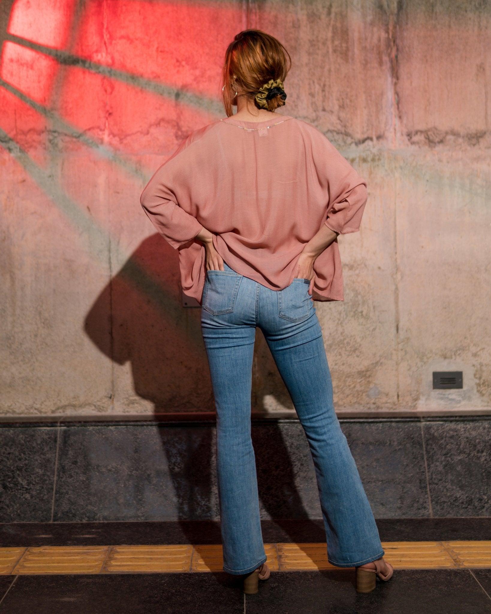 Pink dolman sleeves anti fit blouse - Sohni