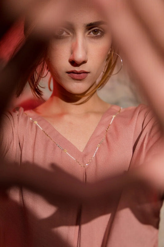 Pink dolman sleeves anti fit blouse - Sohni